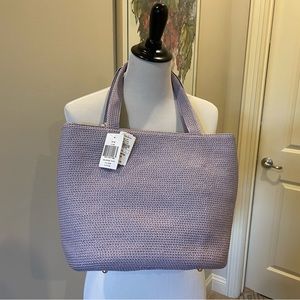 NWT. Eric Javits Lilac Squishee Straw Handbag